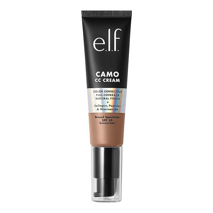 e.l.f. Camo CC Cream, Color Correcting Medium-To-Full Coverage Foundation with SPF 30, Tan 450 N, 1.05 Oz (30g)