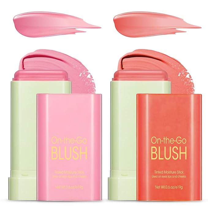 Buqikma Blush Stick Hydrated Solid 2PCS Blush Stick