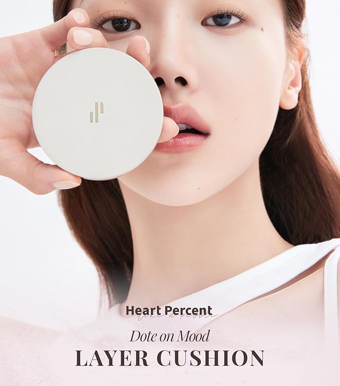 Heart Percent Dote on Mood Layer Cushion SPF 50+/PA+++ with Refill, Satin Glow Silky Flawless Finish Full Coverage Advanced Skincare Foundation (#23N)