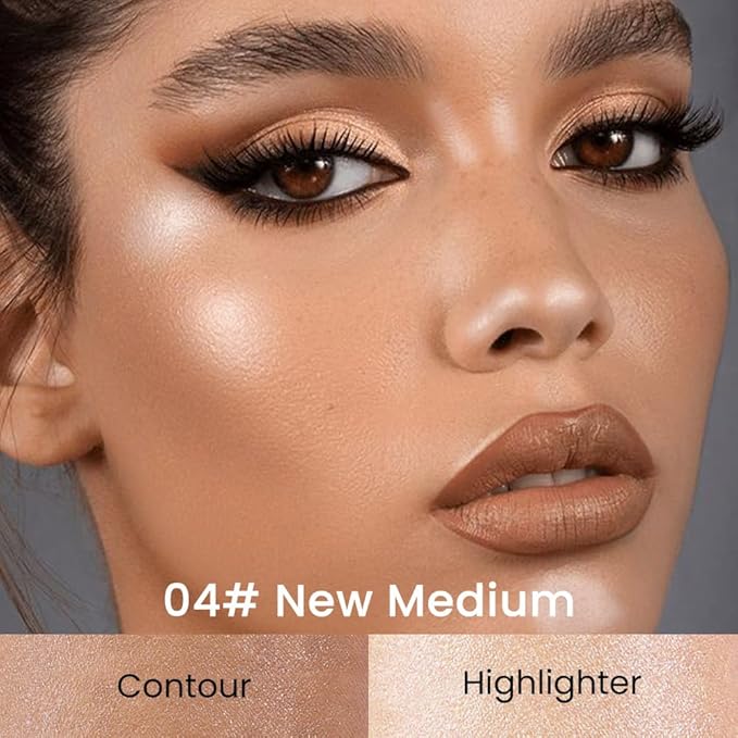 Kaely 2in1 Cream Bronzer Highlighter Stick,Face Shaping Contouring Shades Makeup,04