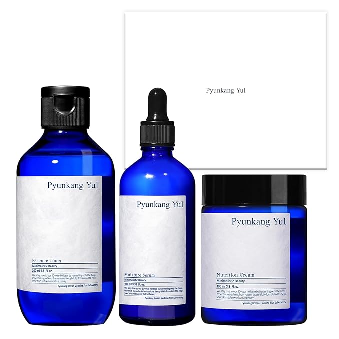 Pyunkang Yul PKY Basic Line Skincare Gift Set, Holiday Essentials for Moisturizing & Nourishing, Toner, Serum & Face Cream, Ideal for Gifting (3-Item Set)