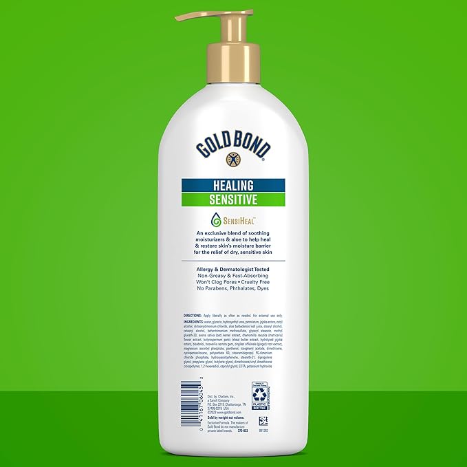 Gold Bond Healing Sensitive Daily Body & Face Lotion with Aloe Moisturizes, Heals & Soothes Dry, Sensitive Skin, Value Size, 21 oz.