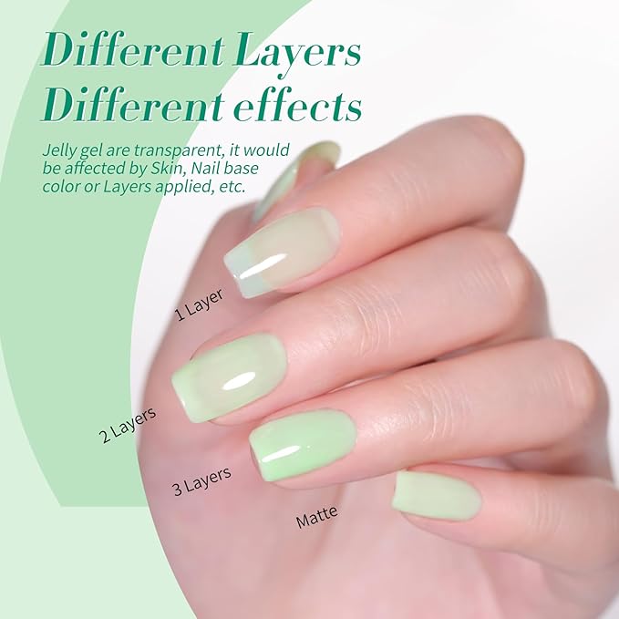 Born Pretty Gel Nail Polish Green Series,Jelly Transparent Gel Nail Polish, Cat Magnetic Eye,Shimmer Glitter Holographic Green Gel Polish Kit for Salon Manicure and Nail Art DIY at Home 6PCS 7ml