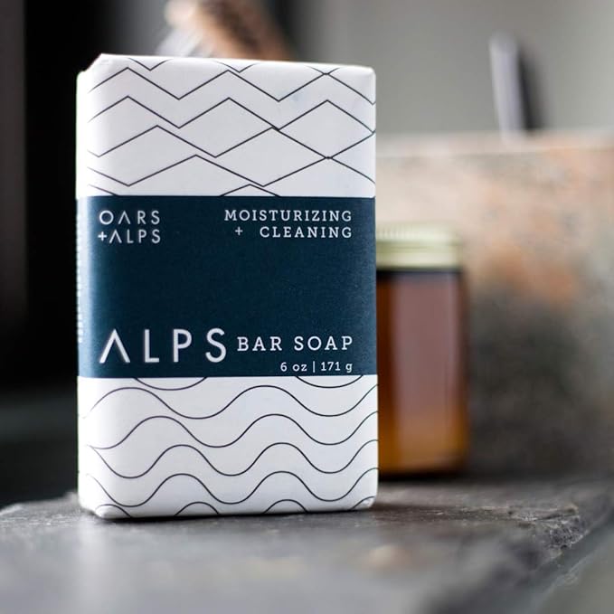Oars + Alps Moisturizing Men's Bar Soap, Dermatologist Tested and Made with Clean Ingredients, Travel Size, 6 Pack, 6 Oz Each