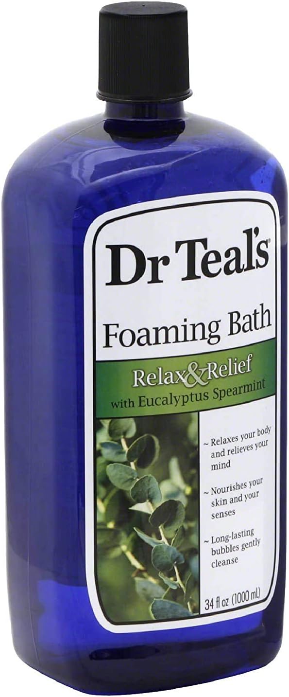 Dr Teal's Foaming Bath Variety Gift Set (2 Pack, 34oz Ea.) - Relax & Relief Eucalyptus & Spearmint, Melatonin Sleep Bath - Essential Oils Blended with Pure Epsom Salt Eases Aches & Aids in Sleep