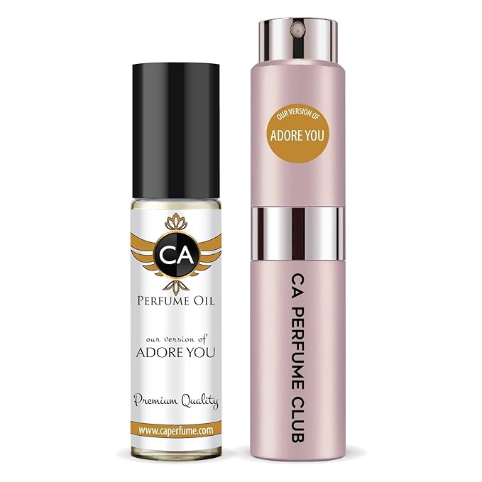 CA Perfume Duo Impression of Adore You For Women Perfume Layering Set Long Lasting Travel Size EDP + Body Oil Roll-On Bottle 0.27 Fl Oz+0.33 Fl Oz