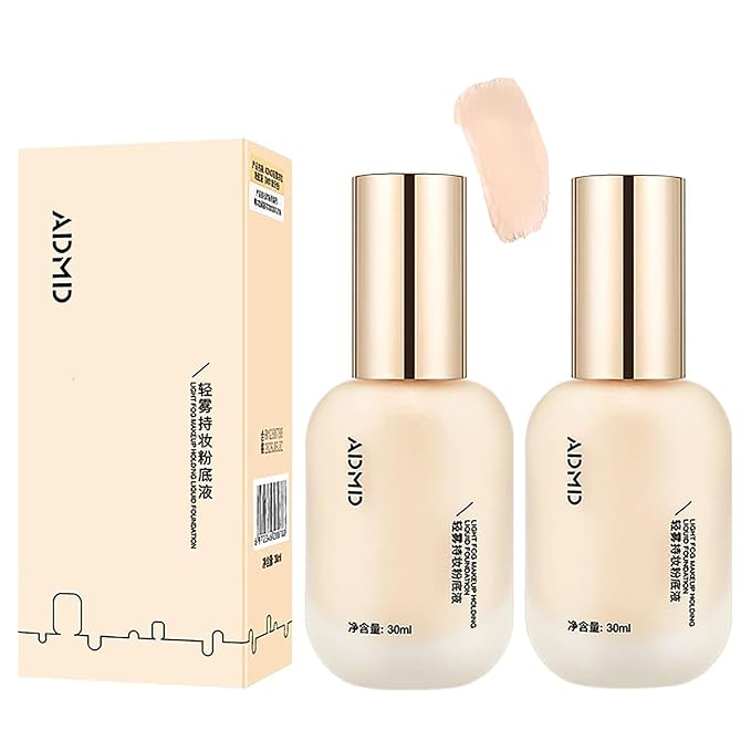 2PC 2023 New ADMD Foundation,admd Liquid Foundation,Hydrating Waterproof Coverage(#02 Natural)