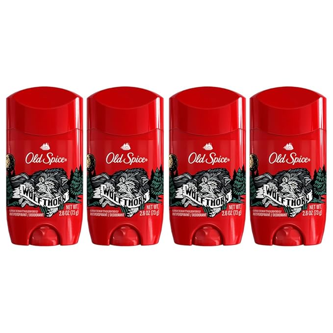 Old Spice Wild Collection Wolfthorn Scent Men's Invisible Solid Antiperspirant Deodorant 2.6 Ounce (Pack of 4)