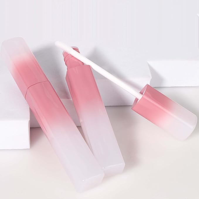 COSIDEA 15pcs 5ml Irregular rectangle empty lip gloss tubes bulk with wand unique Gradient pink lipgloss tube