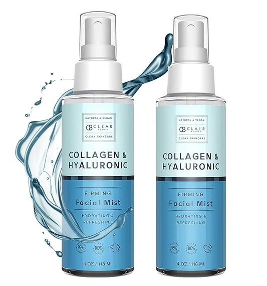Hyaluronic Acid & Collagen Face Mist - Dermatologist Tested, Moisturizes & Tones Skin, Anti-Aging, Natural Ingredients, Cruelty-Free Korean Skin Care - All Skin Types - 4 OZ (2 Pack)