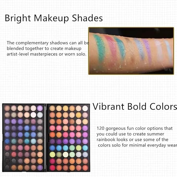 120 Colors Highly Pigmented Eye Makeup Palette,Spotlight Eyeshadow Palette Natural Colors Make Up Eye Shadows Long Lasting Waterproof Eye Shadow Cosmetics Gift Kit