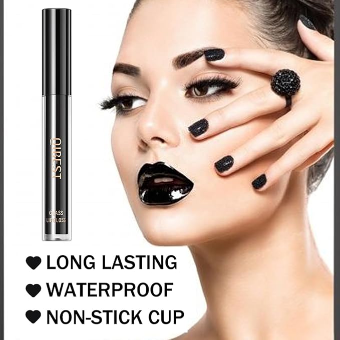 3Pcs Black Matte Liquid Lipstick,Lip Liner,Lip Gloss Trio Lip Set Waterproof Long-Lasting Moisturizing Velvety Lip Stain One Step Lips Makeup Kits Goth Makeup