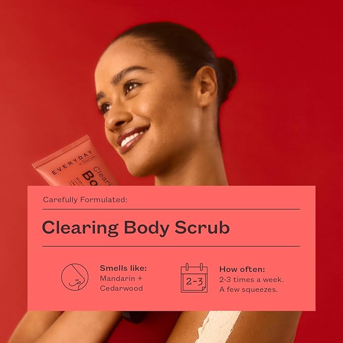 Frank Body Clearing Body Scrub | With Salicylic Acid, White Clay & Niacinamide to Purify Pores, Fight Breakouts & Oily Skin | Mandarin & Cedarwood Scent | Vegan & Cruelty Free | 200g