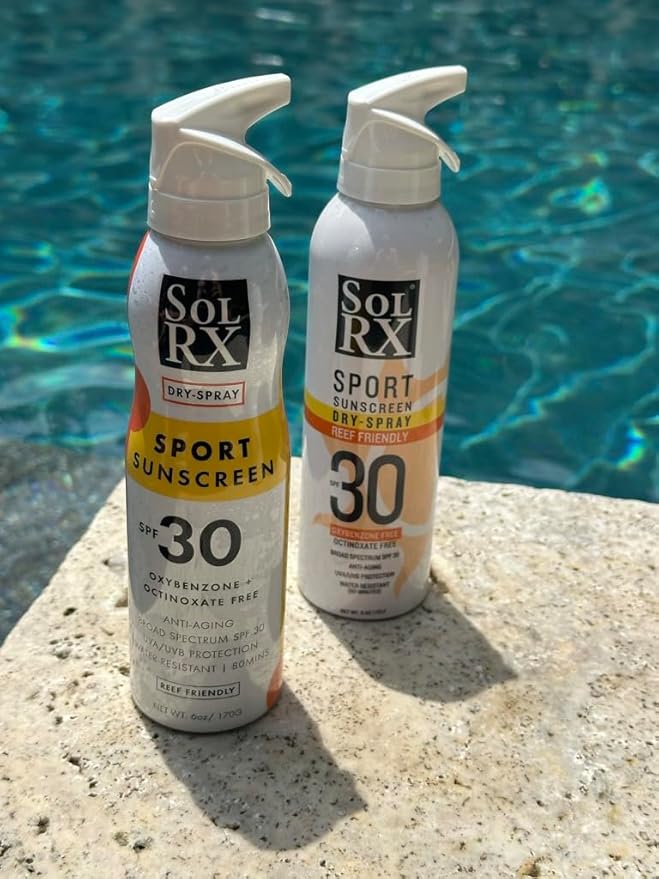 SolRX SPORT SPRAY SPF 30 Sunscreen Spray SPF30, Fragrance Free, Reef Safe Sunscreen, Broad Spectrum Sunscreen for Face and Body, Oxybenzone Free