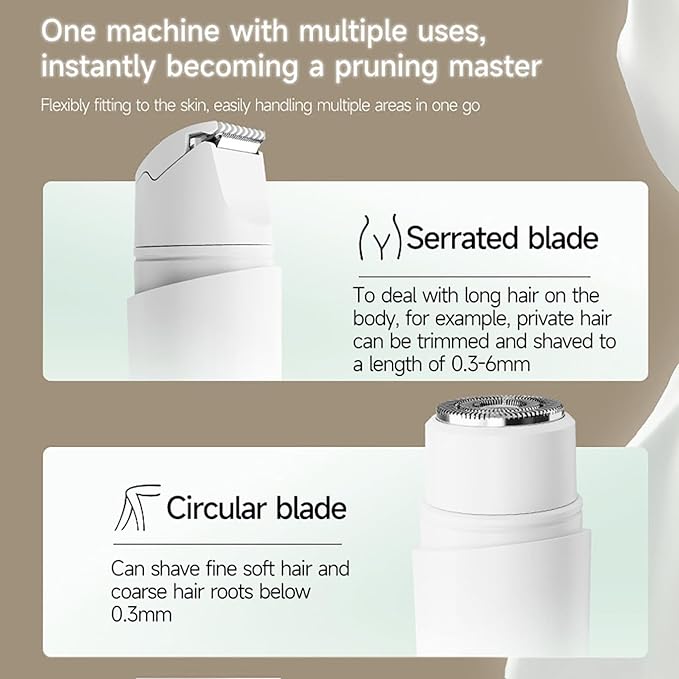 Bikini Trimmer for Women Pubic Hair: 2 in 1 Eletctric Razors for Women - Rechargeable Eletctric Shaver - IPX6 Waterproof Bikini Trimmer,Suitable for Underarms, Legs, Arms, Body,Face (White)