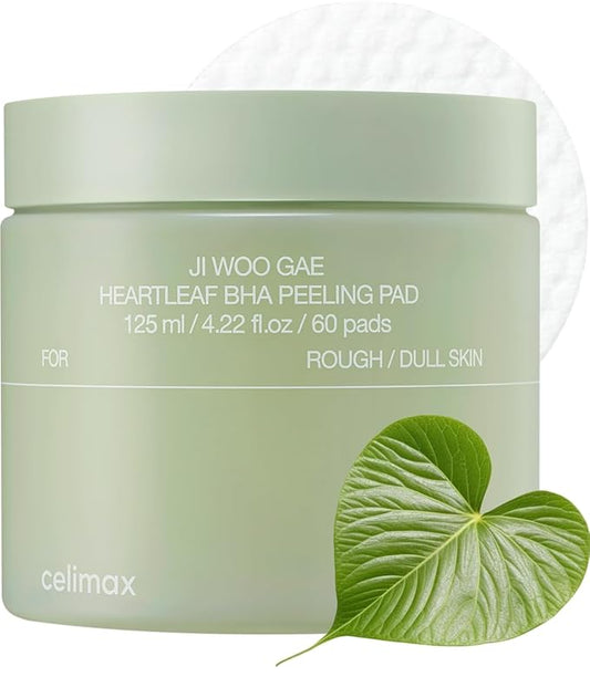 celimax Ji.Woo.Gae Heartleaf Peeling Pad | Peeling & Hydrating for Acne Skin & Breakouts (60 Pads)