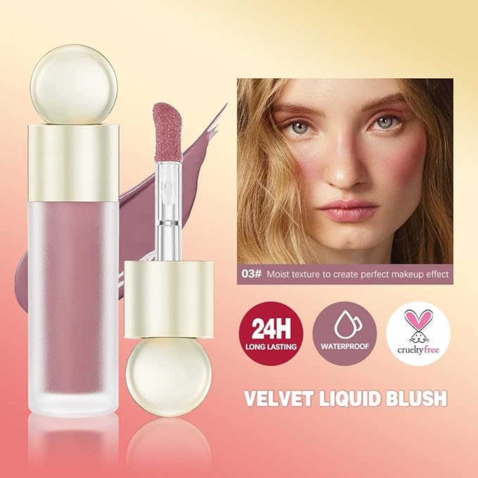 Liquid Blush, Matte Liquid Cream Makeup Dual Use for Girl