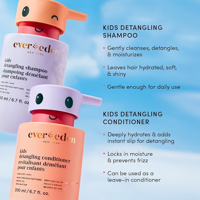 Evereden Kids Shampoo | Tear-Free Detangling Shampoo for Girls with Curly or Straight Hair | Clean, Non-Toxic, and Gentle Haircare | Sulfate-Free, Hypoallergenic, Safe for Daily Use | 6.7 fl oz