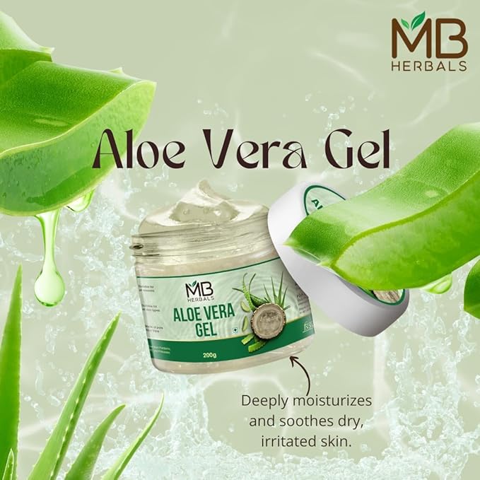 MB Herbals Aloe Vera Gel 7 oz (200 Gram) | Pure Aloe Vera Gel - No added Fragrance | For Moisturizing Skin and Scalp | Skin and Hair Care