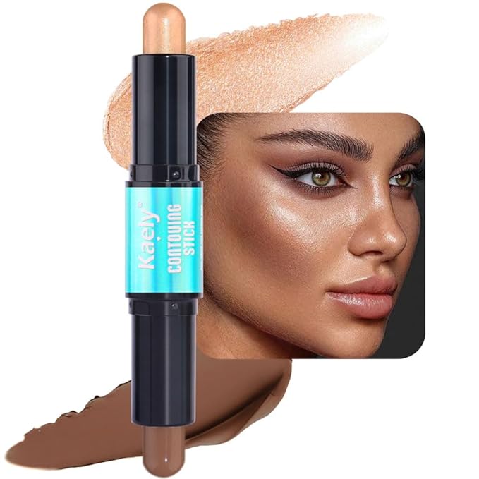 evpct 2in1 Face Shaping & Contouring Stick Cream Contour Concealer Bronzer Stick Makeup Kit for Beginner Face Highlighter Makeup Stick contorno maquillaje de maquillaje profesional,NEW Deep