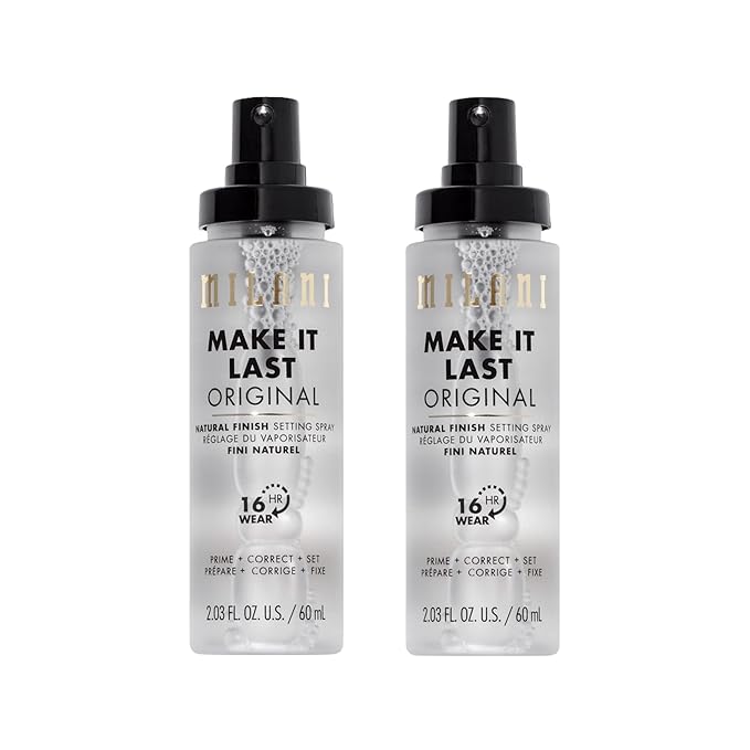 Milani Make It Last Original - Natural Finish Setting SPray - 3-in-1 Setting Spray and Primer- Prime + Correct + Set - Makeup Finishing Spray and Primer - Long Lasting Makeup Primer and Spray - 2 Pack