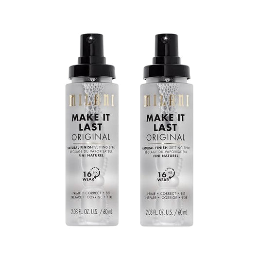 Milani Make It Last Original - Natural Finish Setting SPray - 3-in-1 Setting Spray and Primer- Prime + Correct + Set - Makeup Finishing Spray and Primer - Long Lasting Makeup Primer and Spray - 2 Pack