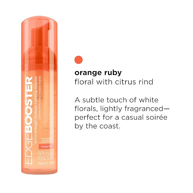 Style Factor EDGE BOOSTER Extra Strength Setting Mousse – Frizz Control, Extra Volume, and Conditioning – 6.4oz Orange Ruby Mousse for Curly Hair