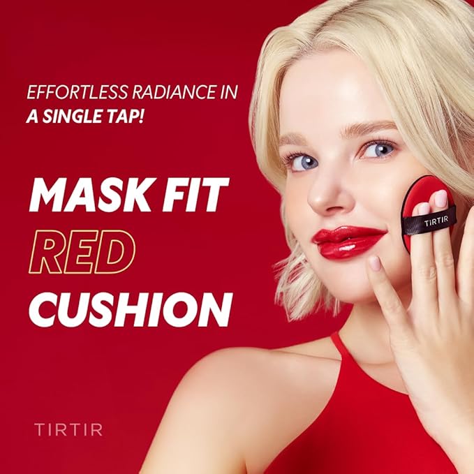 TIRTIR Mask Fit Red Cushion Foundation | Full coverage, Weightless, Skin fit, Satin Glow Finish, Korean Makeup BB Foundation, beauty, Tattoo cover up, Buildable (#45N Saddle Brown, 0.63 Fl Oz)