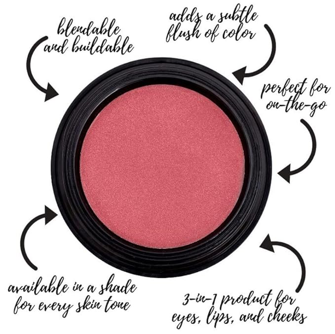 Gabriel Cosmetics Multi Pot (Peony), 3-in-1 Multi pot, Smooth Finish Formula for Eyes,Lips, and Cheeks for sun kissed glow. Natural, Paraben Free, Vegan, Gluten-free, Cruelty-free, Non GMO, 0.08 oz.