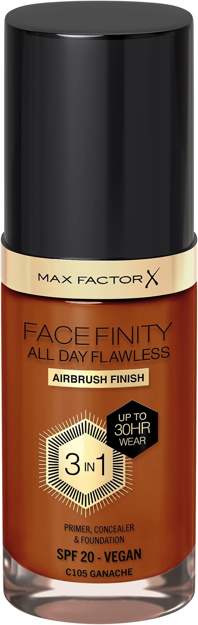 Max Factor Facefinity 3-in-1 All Day Flawless Foundation, SPF 20, Ganache, 30ml