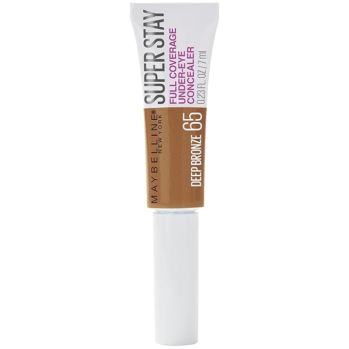 Maybelline New York Super Stay Super Stay Full Coverage, Brightening, Long Lasting, Under-eye Concealer Liquid Makeup For Up To 24H Wear, With Paddle Applicator, Deep Bronze, 0.23 fl. oz., 65 Deep Bronze