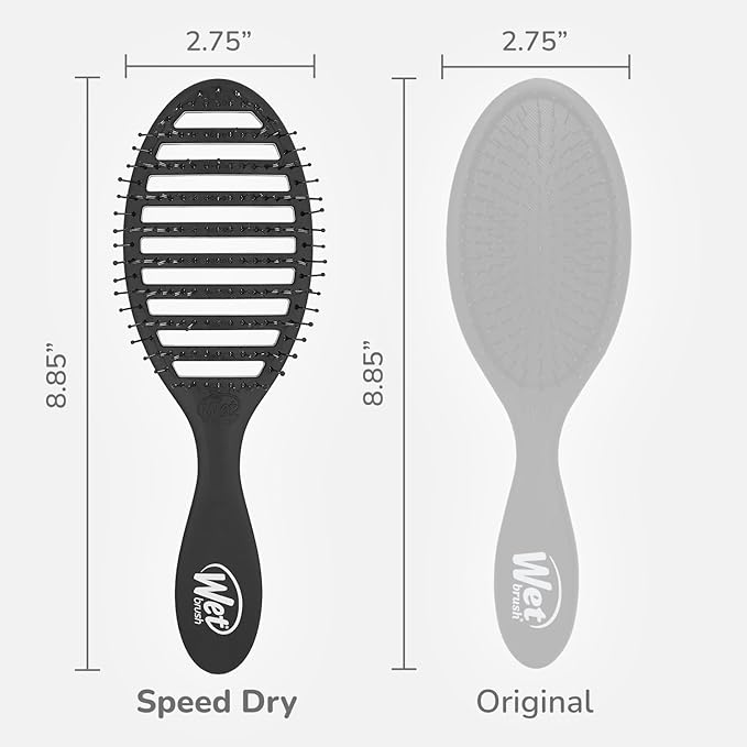 Wet Brush Speed Dry Hair Brush - Black - Vented Design and Ultra Soft HeatFlex Bristles Are Blow Dry Safe With Ergonomic Handle Manages Tangle and Uncontrollable Hair - Pain-Free (Pack of 2)