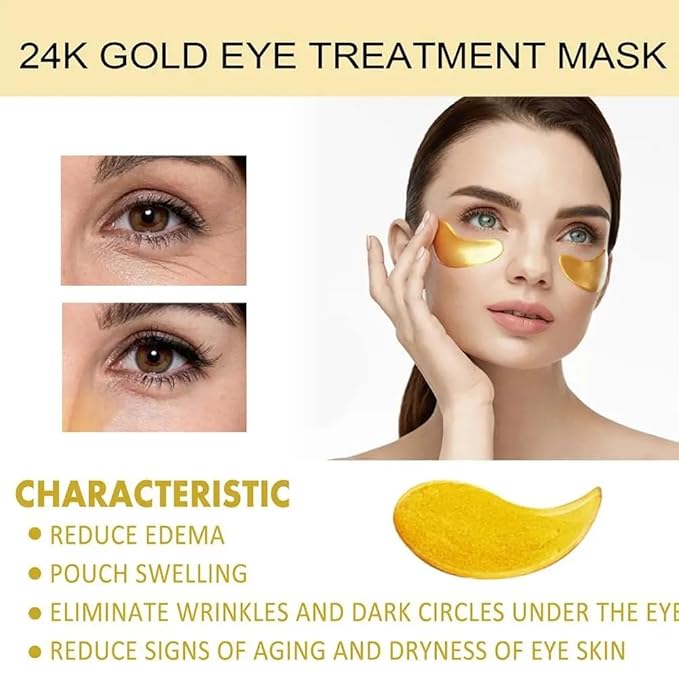 24K Collagen Eye Mask 60 Pcs Moisturzing Eye Pads for Puffy Eyes, Dark Circles, Under Eye Bags, Anti-Wrinkle, Moisturizing, Eye Skin Care Fast Absorption Eye Patches Gel for Women Man