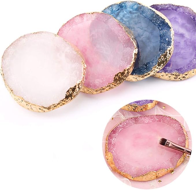 1pc White Golden Edge Resin Nail Art Palettes