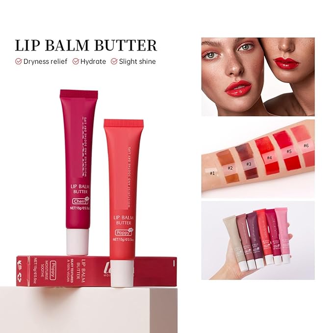 6 Color Hydrating Lip Butter Balm, Glossy