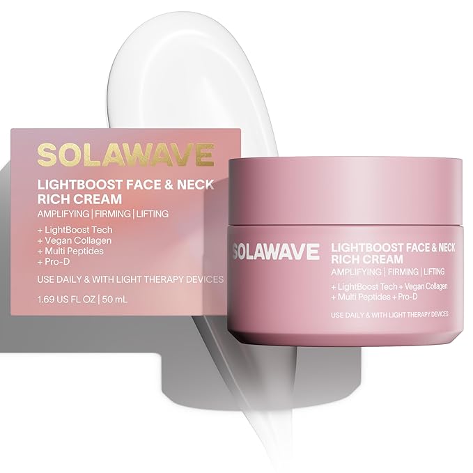 Solawave LightBoost Rich Cream for Face & Neck | Boosts Effects of Red Light Therapy | Daily Anti Aging & Skin Firming Moisturizer | Reduces Appearance of Fine Lines & Wrinkles, Increases Hydration