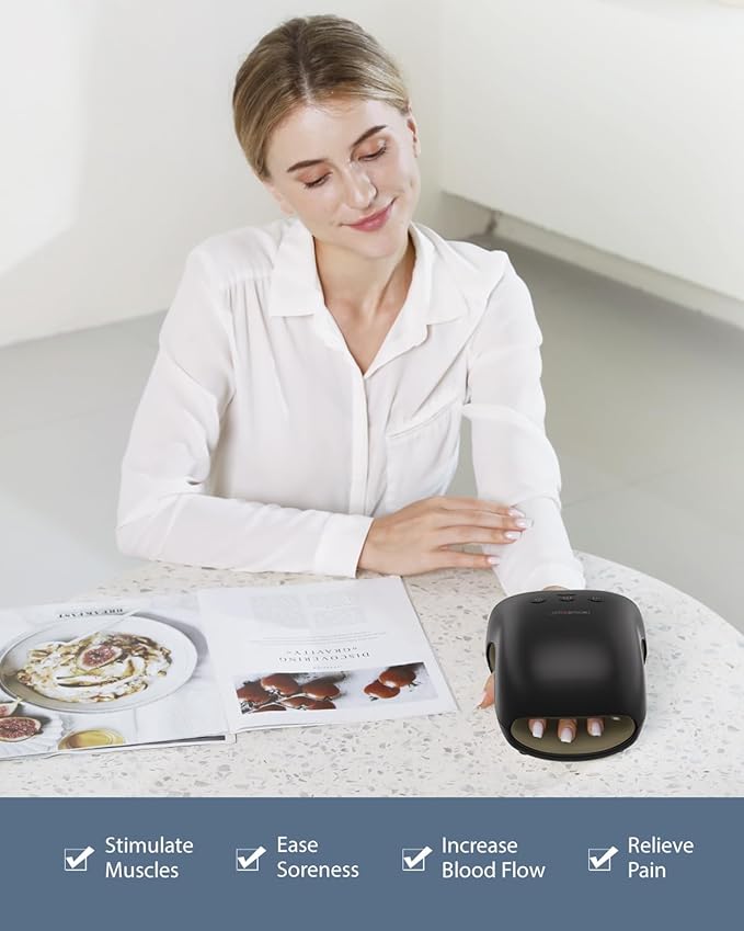 CINCOM Hand Massager - Cordless Hand Massager with Heat and Compression for Arthritis and Carpal Tunnel, Gifts for Women(Black)