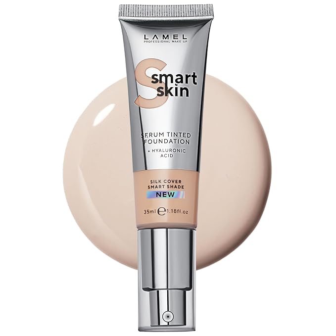 LAMEL Smartskin Serum Tinted Foundation - Hydrating & Nourishing - Hypoallergenic & Skin-Caring - Color Correcting - Anti-Aging Formula with Hyaluronic Acid - 402, 1,18 fl.oz