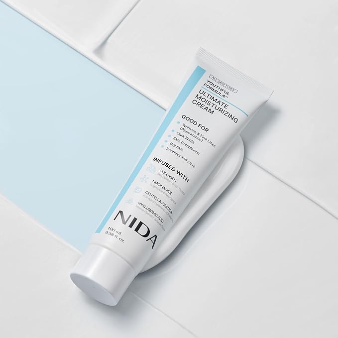 NIDA Youthful Formula™ Ultimate Moisturizing Cream | Centella Asiatica, Niacinamide, Hyaluronic Acid, Collagen | Wrinkles, Fine Lines, Dark Spots, Dry Skin, Redness | 3.38 fl. oz., 100ml