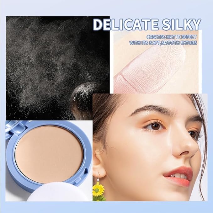Oil Control Face Pressed Powder,Matte Smooth,Waterproof Long-Lasting Setting Powder, Perfect Lightweight Facial Makeup For Soft Focus Finish,Minimizes Fine Lines And Pores,0.35Oz (CLASSIC IVORY)