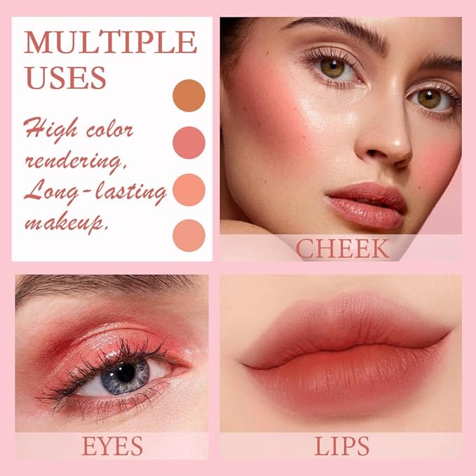 evpct 2Pcs Soft Cream Velvet Liquid Blush Makeup for Cheeks Lips, Moisturizing Lightweight Blendable Feel Waterproof Long-Wearing Smudge Proof Natural Matte Finish Looking Dewy Cheek Tint D110 & D112