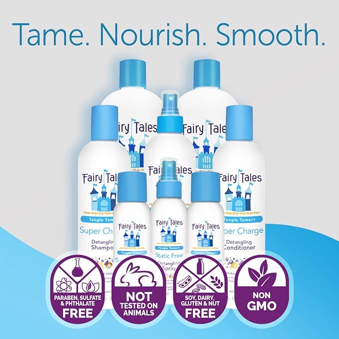 Fairy Tales Tangle Tamer Static Free Detangling Spray - Detangler Spray for Kids - Paraben Free, Sulfate Free, Gluten Free, Nut Free - 12 oz (2 pack)