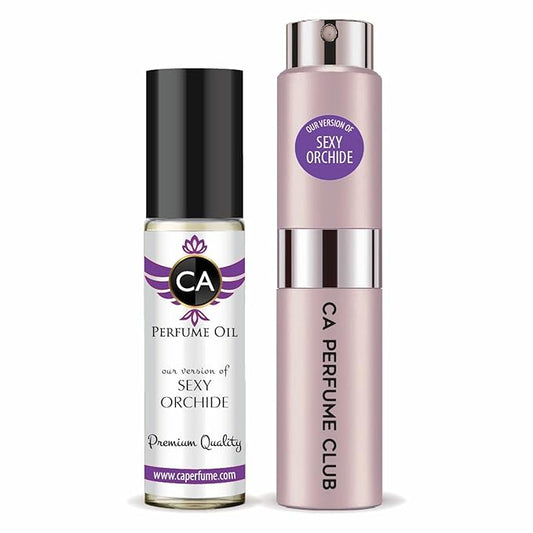 CA Perfume Duo Impression of Sexy Orchide For Women Perfume Layering Set Long Lasting Travel Size EDP + Body Oil Roll-On Bottle 0.27 Fl Oz+0.33 Fl Oz