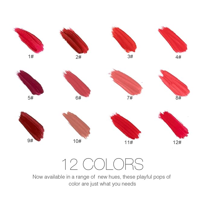 12 Colors Lipgloss Packs, Cosmetics Matte Lip Plumper Lipgloss