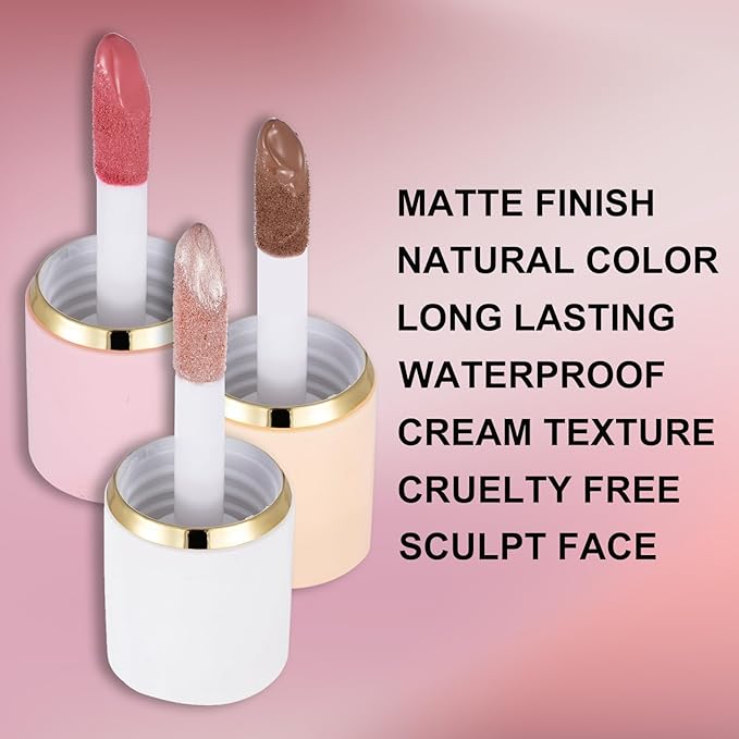 3Pcs Liquid Contour Makeup Trio with Bronzer Shade,