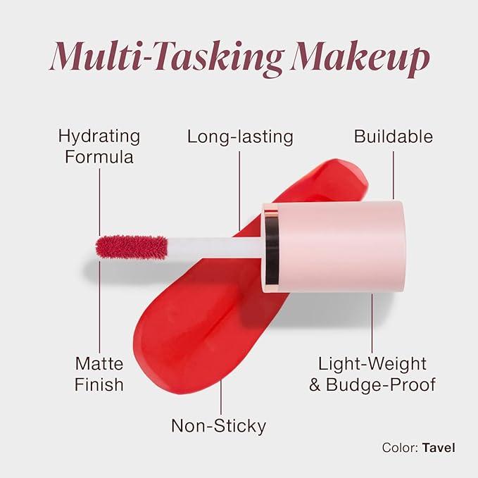 Mineral Fusion 2-in-1 Lip & Cheek Stain Tavel, 0.10 fl oz, Vibrant Coral hydrating, long-lasting, matte lip and cheek color