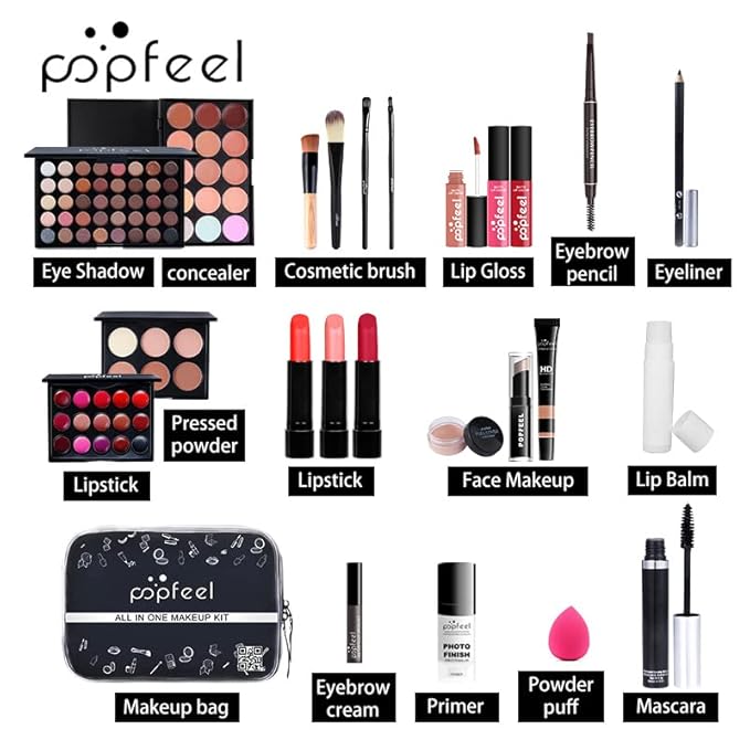 Makeup Sets For Women Brush Sets(Eyeshadow,Primer,Concealer,lipstick,lipgloss,Eyeliner,Eyebrow,Makeup