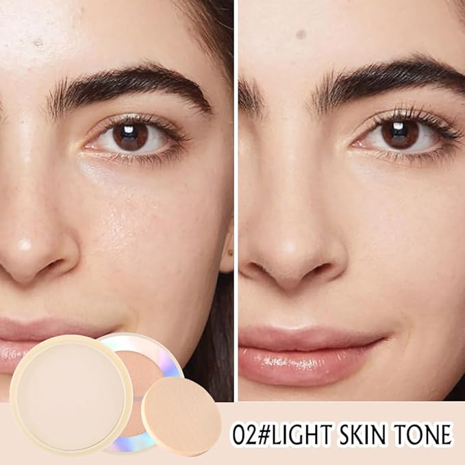 Oil Control Face Pressed Powder, Ultra-Fine Lightweight Face Powder, Soft-focus Matte Finish, Sheer Coverage, Lasting Oil Control, Light Skin Tone(02#)