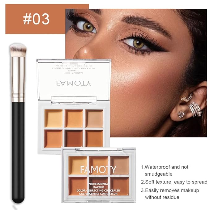 6 Color Correcting Concealer Palette With Concealer Brush,