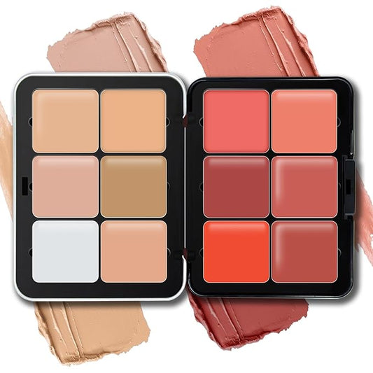 12 Colors Cream Blush Palette, Color Correcting Concealer